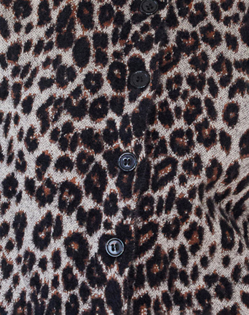 Darlene Knit Cardigan in Soft Knit Leopard Brown
