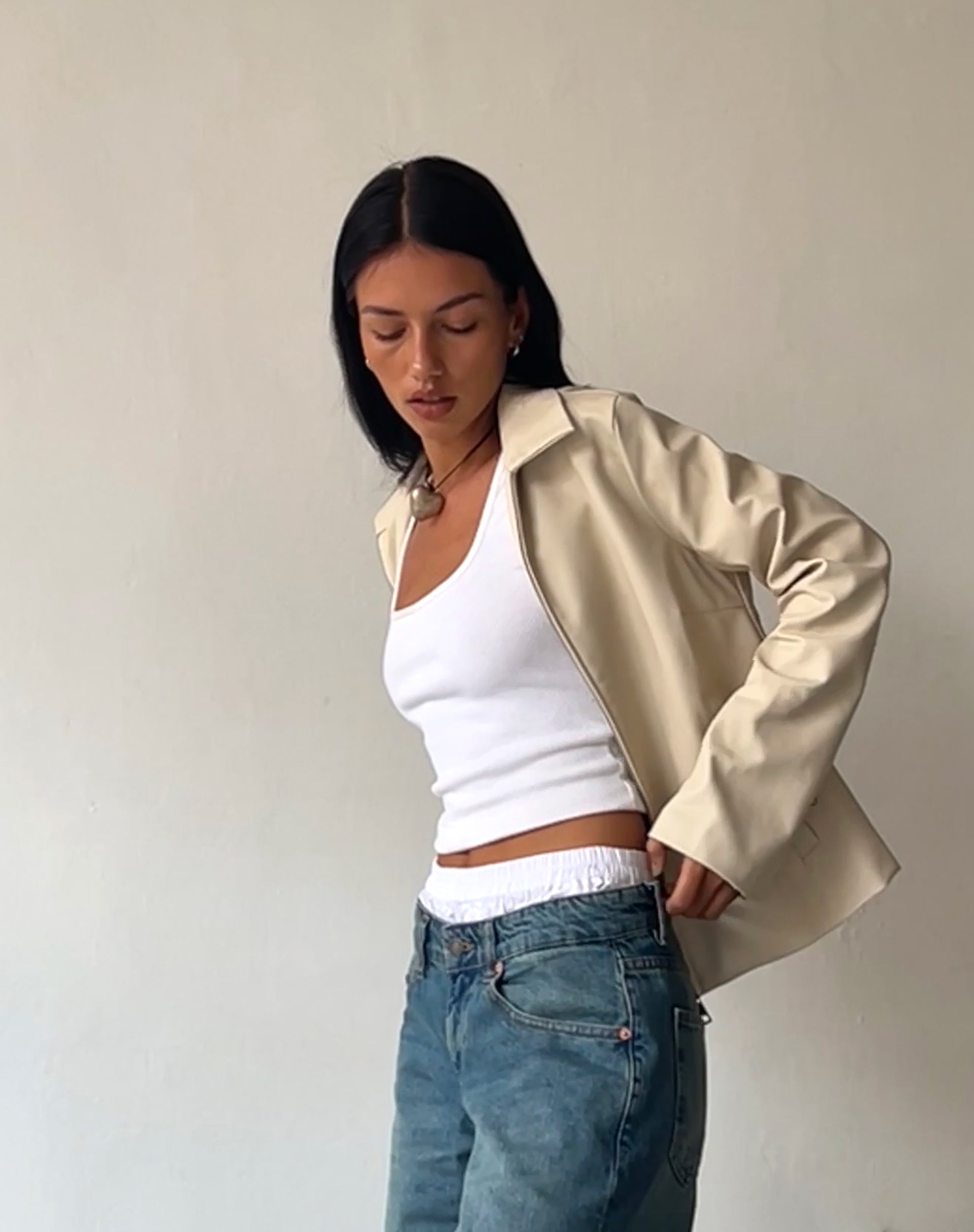 Enid Jacket in PU Ivory