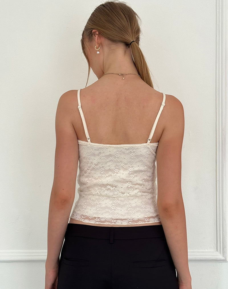 Hali Cami Top in Ivory Orchid Lace