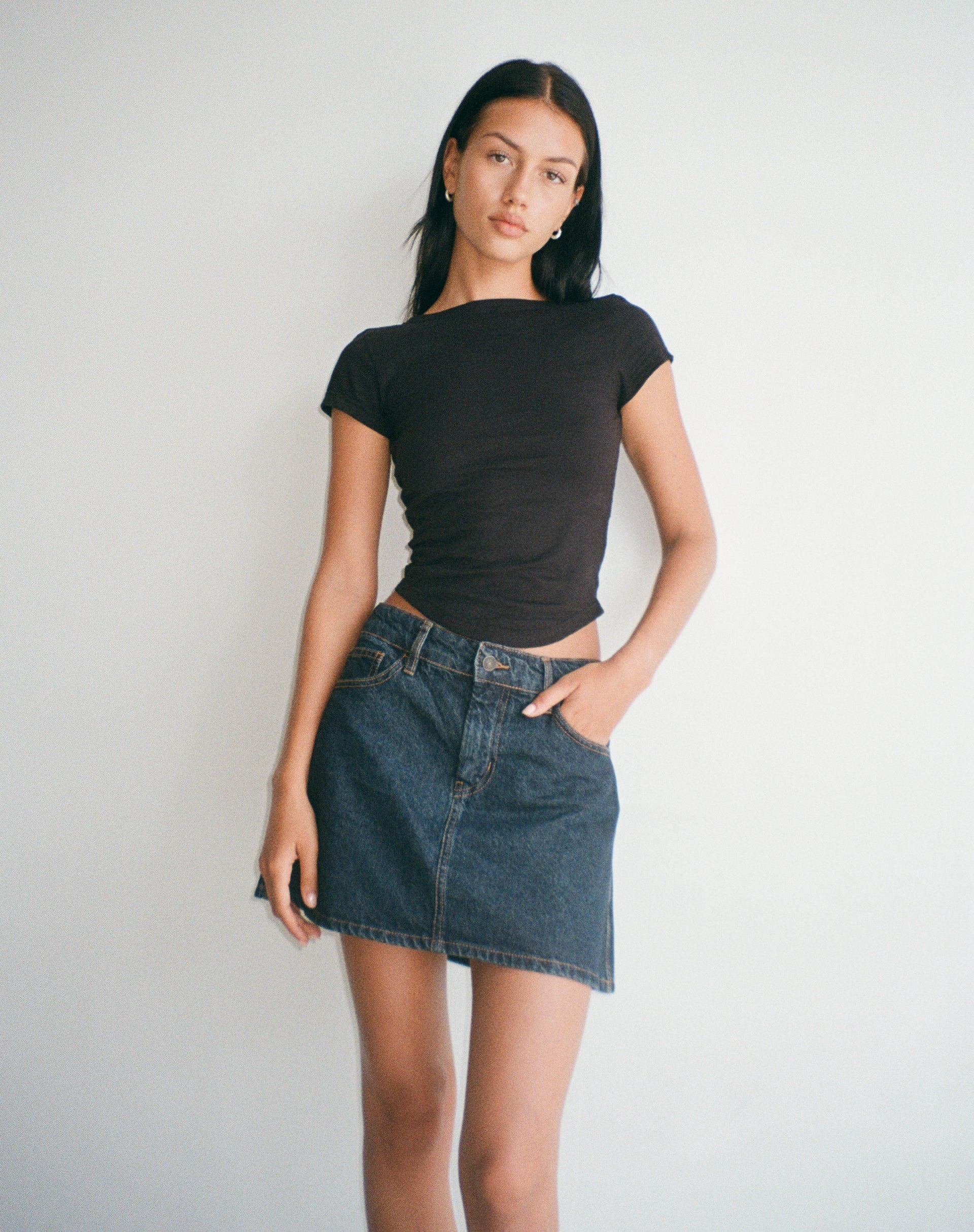 Mini A-Line Skirt in Denim Indigo