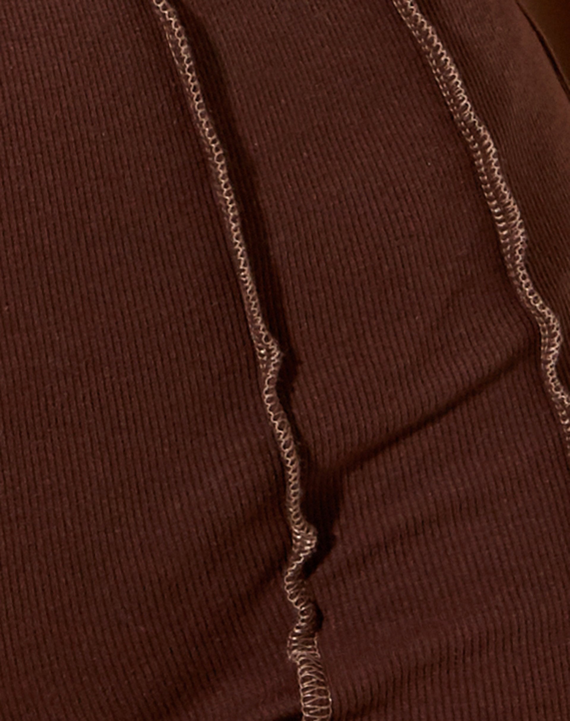Kala Shorts in Rib Deep Mahogany with Brown Stitching