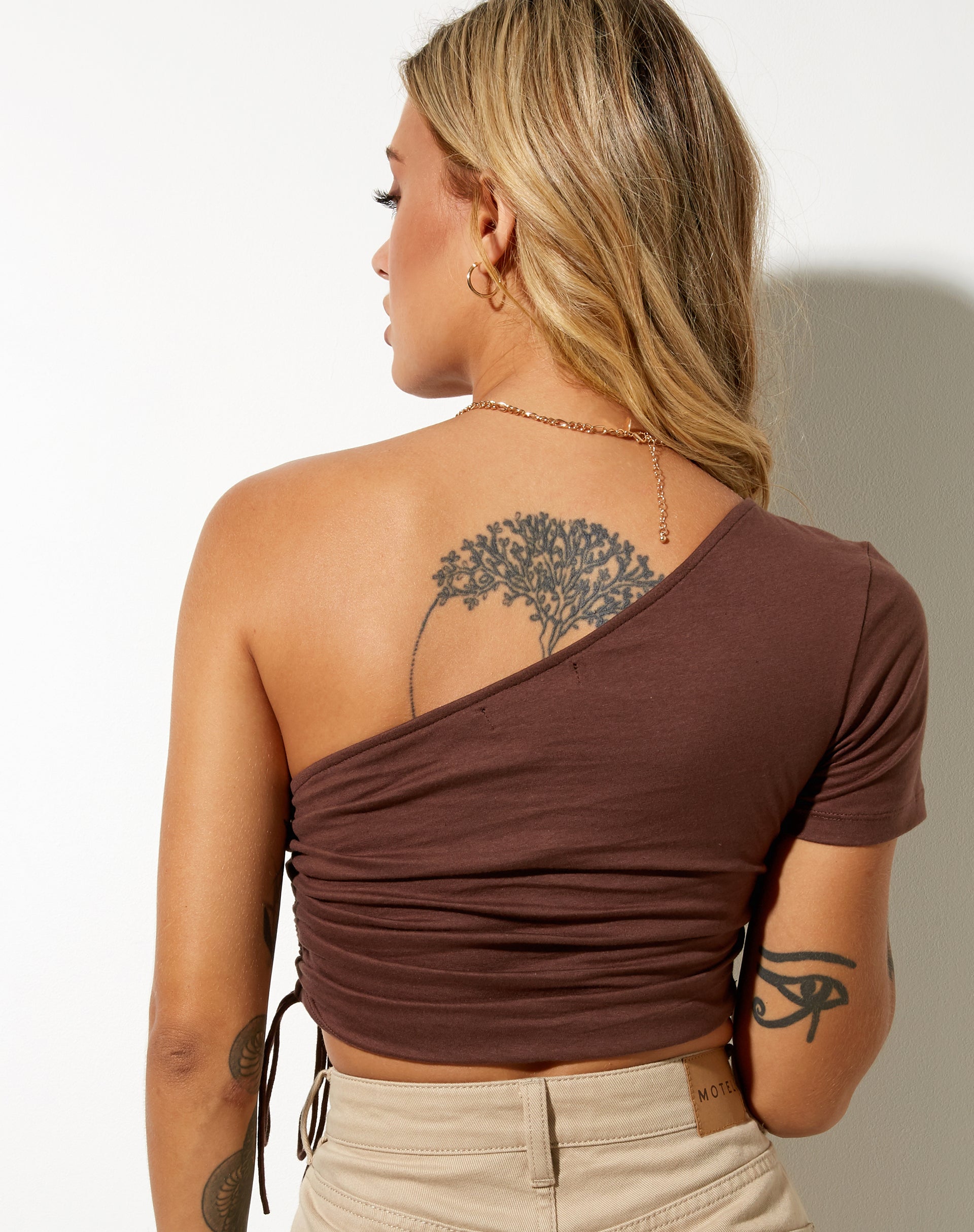 Kara Crop Top in Lycra Deep Mahogany