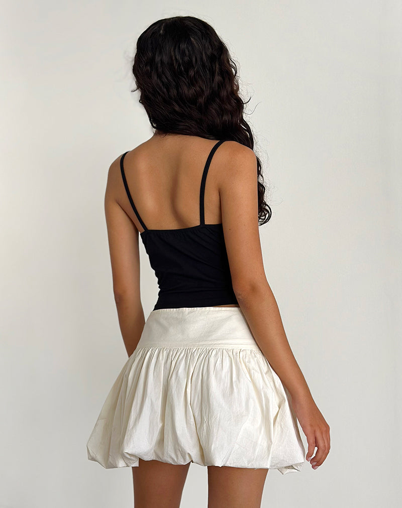 Kiyowo Puffball Mini Skirt in Poplin Ivory