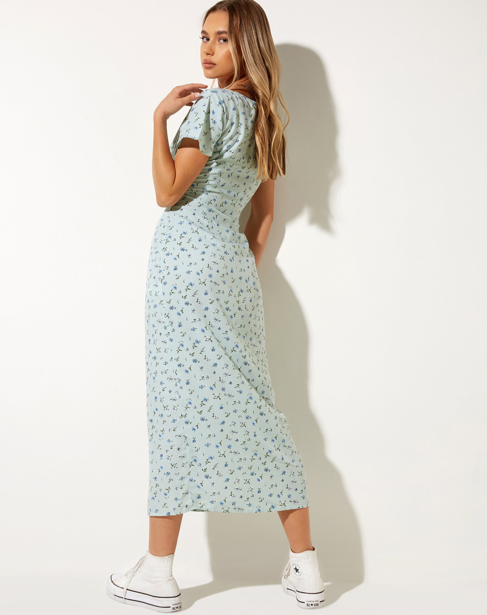 Larin Midi Dress in Pretty Petal Green