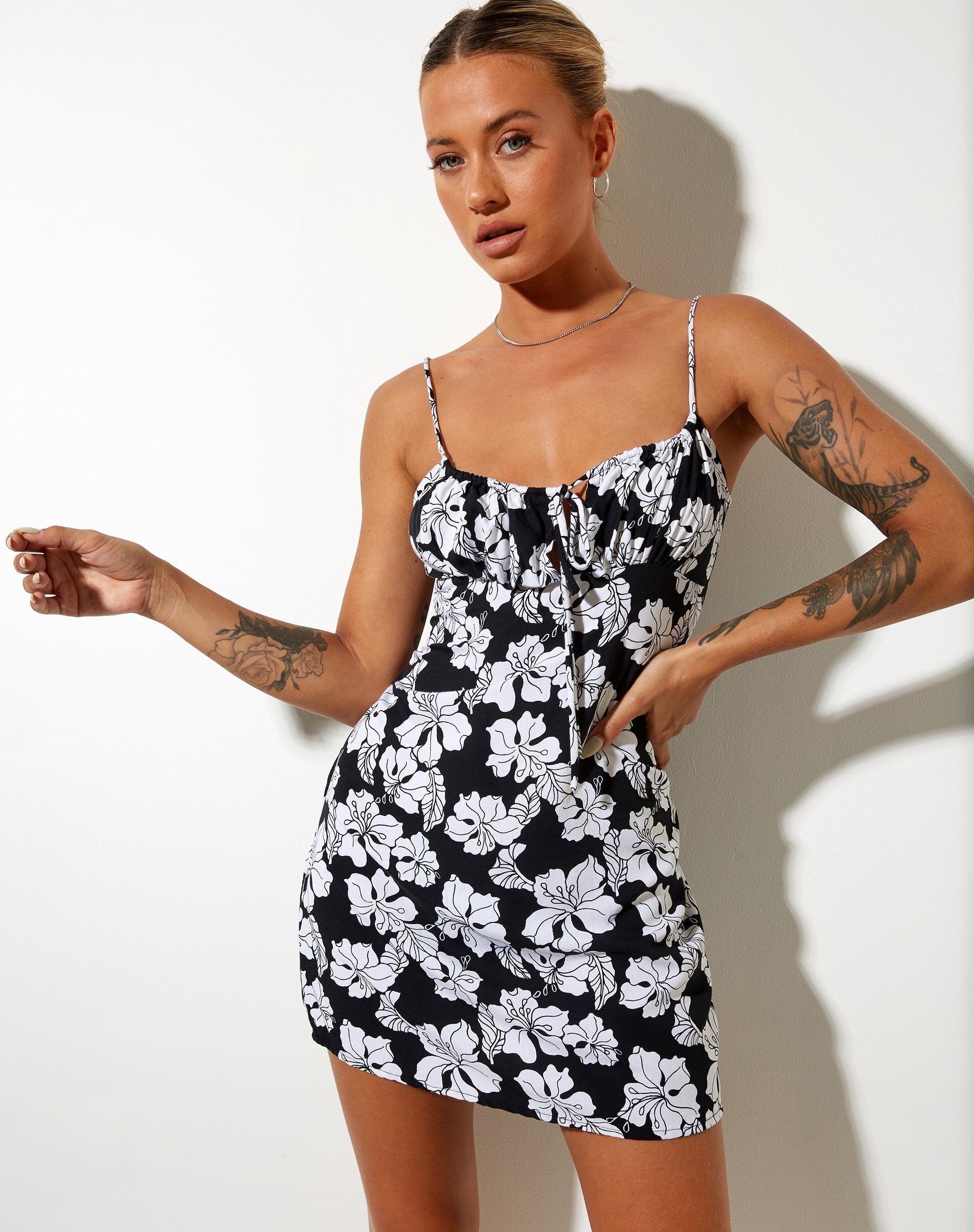 Mala Slip Dress in Vacation Black and White