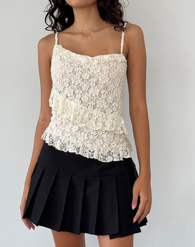 Octavia Asymmetric Cami Top in Lace Ivory