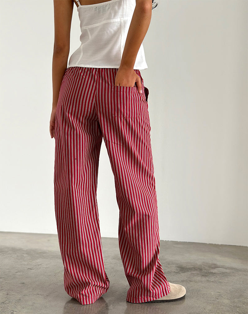 Lirura Casual Trouser in Maroon Stripe
