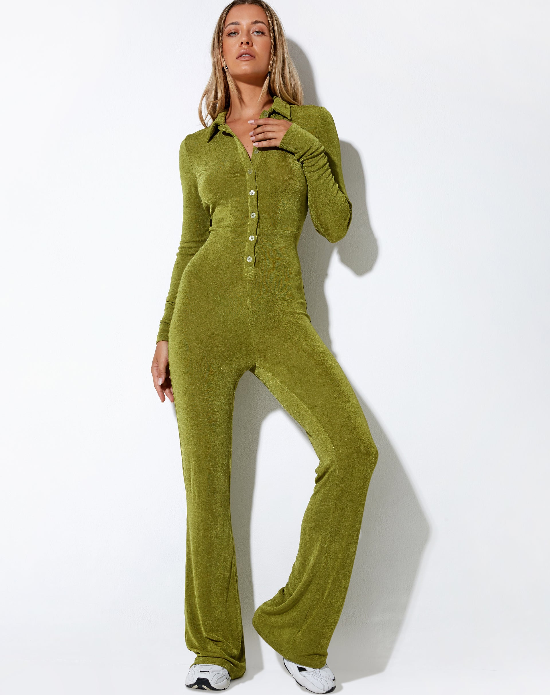 Salish Jumpsuit in Crepe Lime