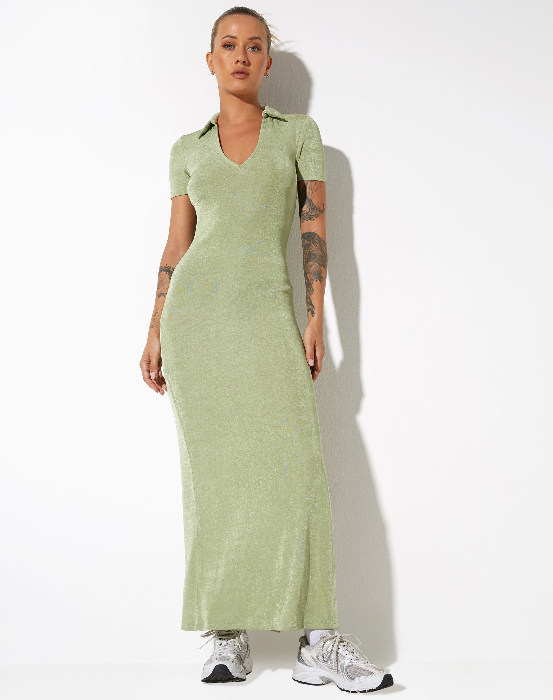 Savita Maxi Dress in Crepe Seafoam Green