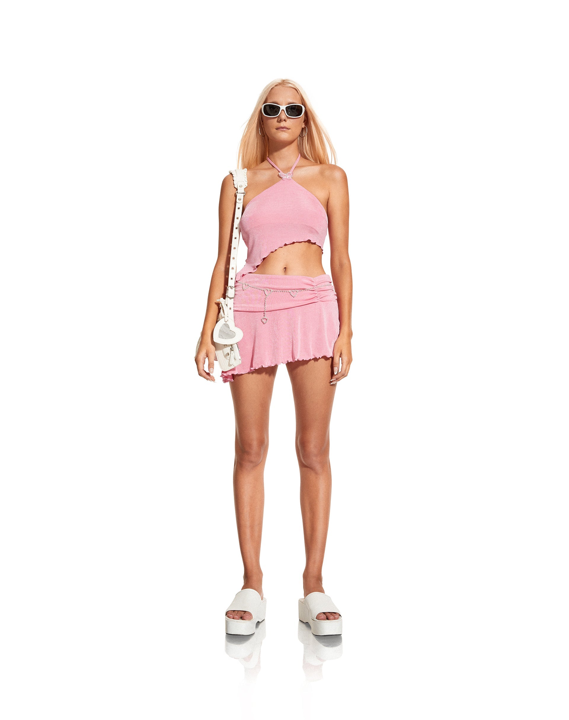 Binsar Mini Skirt in Crepe Pink